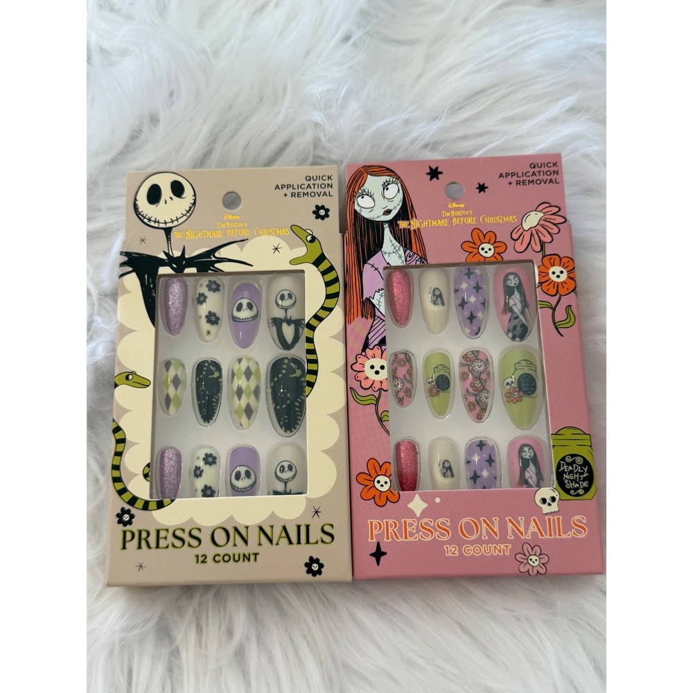 Disney Nightmare Before Christmas Jack & Sally Press On Nails 2 Packs 24ct NEW
